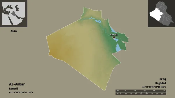 Forma Anbar Provincia Irak Capital Escala Distancia Vistas Previas Etiquetas — Foto de Stock