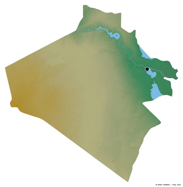 Kształt Anbar Prowincja Iraku Stolicą Odizolowaną Białym Tle Mapa Pomocy — Zdjęcie stockowe