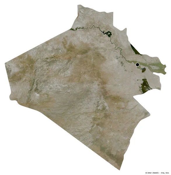 伊拉克安巴尔省的形状 其首都被白色背景隔离 卫星图像 3D渲染 — 图库照片