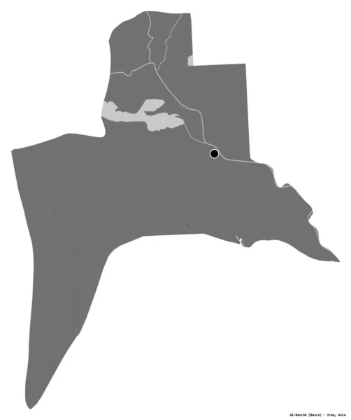 Форма Аль Басры Провинции Ирак Столицей Изолированной Белом Фоне Карта — стоковое фото