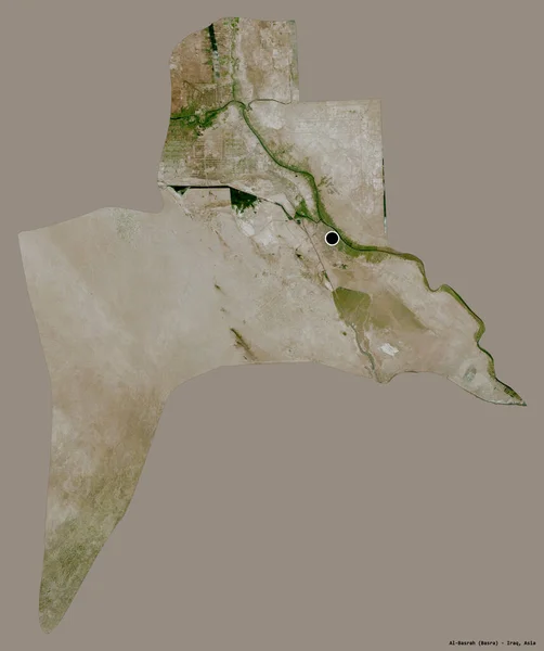 イラクの州であるアル バスラの形で その首都はしっかりとした色の背景に隔離されています 衛星画像 3Dレンダリング — ストック写真