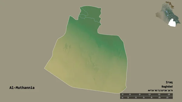 Vorm Van Muthannia Provincie Irak Met Hoofdstad Geïsoleerd Een Solide — Stockfoto