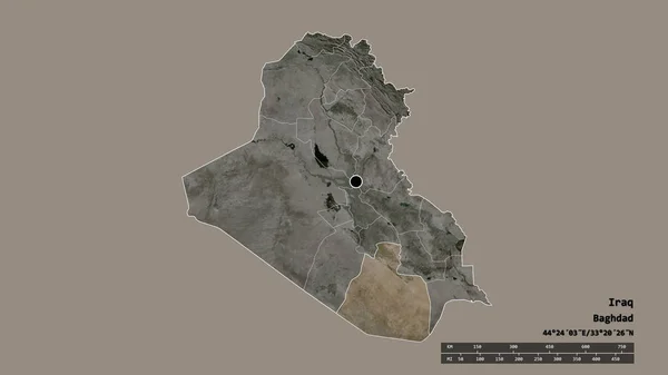 Die Ungesättigte Form Des Irak Mit Seiner Hauptstadt Der Wichtigsten — Stockfoto
