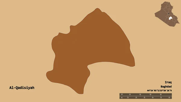 Form Qadisiyah Provinsen Irak Med Sin Hovedstad Isoleret Solid Baggrund - Stock-foto