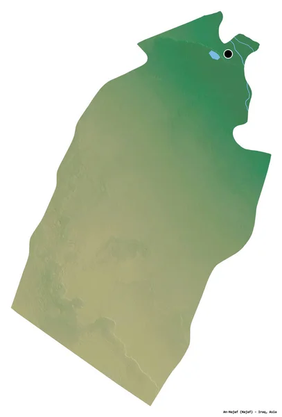 イラクの州 アナジャフの形で その首都は白い背景に隔離されています 地形図 3Dレンダリング — ストック写真