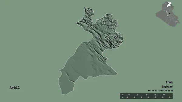 Kształt Arbil Prowincja Iraku Stolicą Odizolowaną Solidnym Tle Skala Odległości — Zdjęcie stockowe