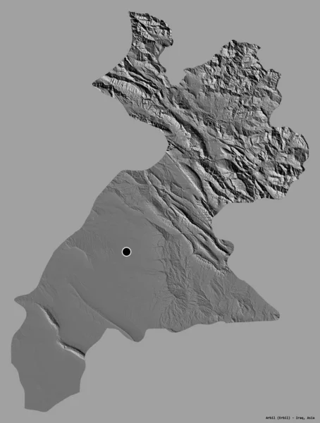 Forma Arbil Provincia Irak Con Capital Aislada Sobre Fondo Color —  Fotos de Stock