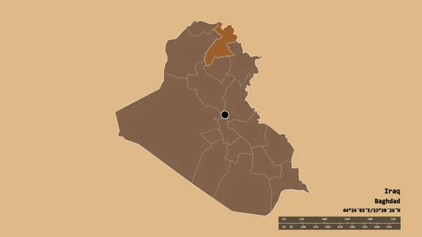 Forme Désaturée Irak Avec Capitale Principale Division Régionale Région Séparée — Photo