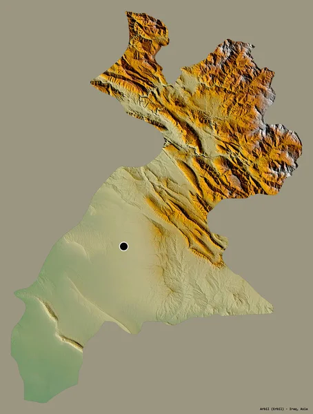 Forma Arbil Provincia Irak Con Capital Aislada Sobre Fondo Color —  Fotos de Stock