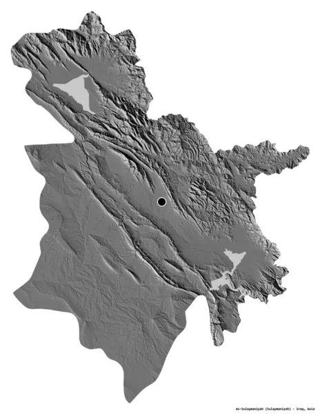 Forma Sulaymaniyah Provincia Irak Con Capital Aislada Sobre Fondo Blanco — Foto de Stock