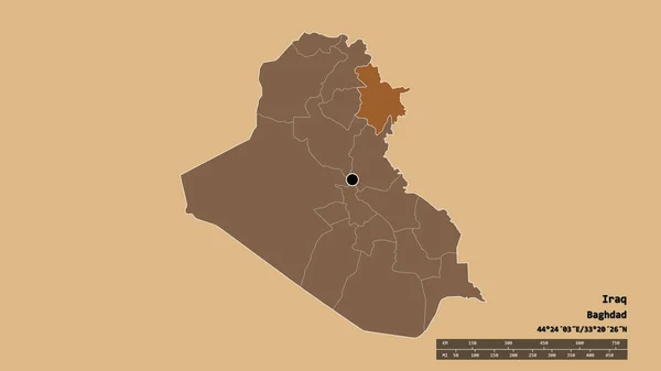 Bentuk Desaturasi Irak Dengan Ibukotanya Divisi Regional Utama Dan Wilayah — Stok Foto