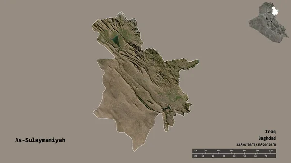 Forma Sulaymaniyah Provincia Dell Iraq Con Sua Capitale Isolata Uno — Foto Stock