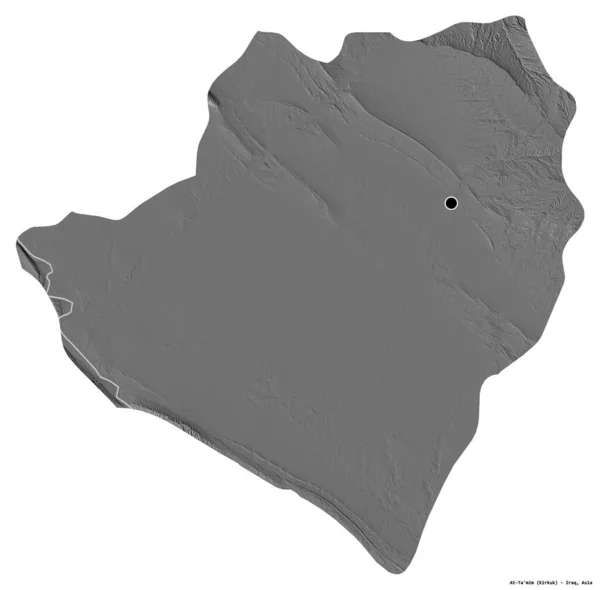 Форма Тамима Провинции Ирак Столицей Изолированной Белом Фоне Карта Рельефа — стоковое фото