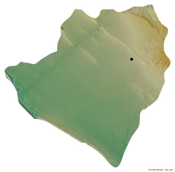 イラクの州であるAt Mimの形 その首都は白い背景に孤立しています 地形図 3Dレンダリング — ストック写真