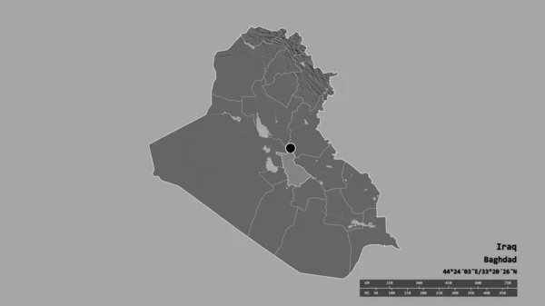 Forma Desolata Dell Iraq Con Sua Capitale Principale Divisione Regionale — Foto Stock