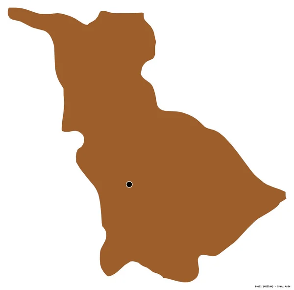 Form Babil Provinsen Irak Med Huvudstaden Isolerad Vit Bakgrund Sammansättning — Stockfoto