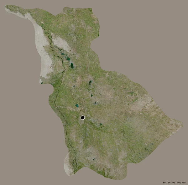 形状的巴比伦 伊拉克的省 其首都孤立在一个坚实的色彩背景 卫星图像 3D渲染 — 图库照片