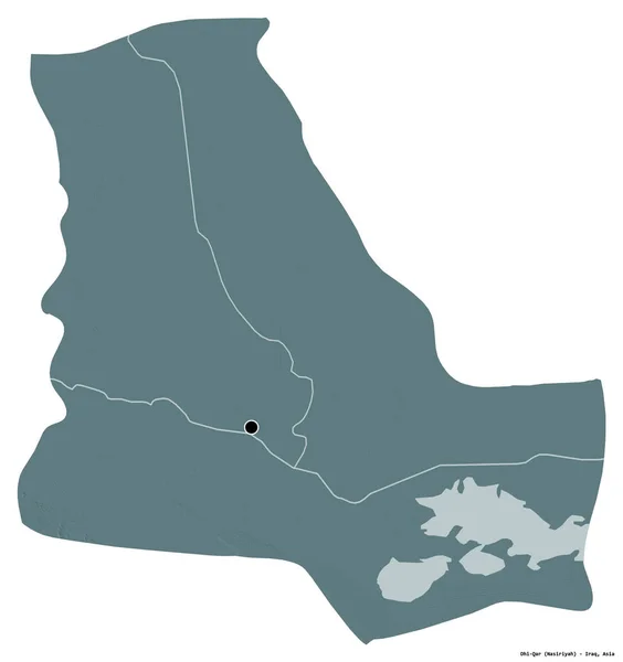 Forma Dhi Qar Província Iraque Com Sua Capital Isolada Fundo — Fotografia de Stock
