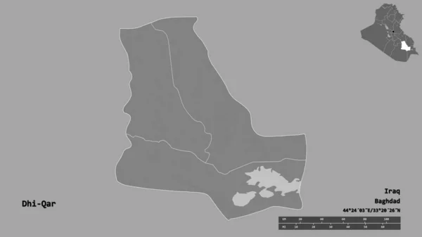 Form Dhi Qar Provinsen Irak Med Dess Huvudstad Isolerad Solid — Stockfoto