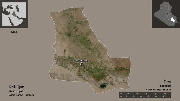 Forma Dhi Qar Provincia Dell Iraq Sua Capitale Scala Distanza — Foto Stock