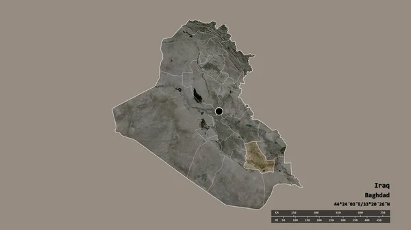 Обесцвеченная Форма Ирака Столицей Главным Региональным Разделением Разделенной Зоной Дхи — стоковое фото