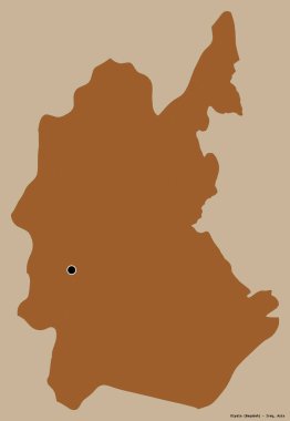 Diyala 'nın şekli, Irak' ın başkenti, koyu renk arka planda izole edilmiş. Desenli dokuların bileşimi. 3B görüntüleme