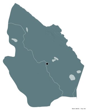 Maysan 'ın şekli, Irak eyaleti, başkenti beyaz arka planda izole edilmiş. Renkli yükseklik haritası. 3B görüntüleme