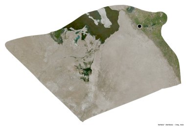 Irak 'ın başkenti Karbala' nın beyaz arka planda izole edilmiş hali. Uydu görüntüleri. 3B görüntüleme