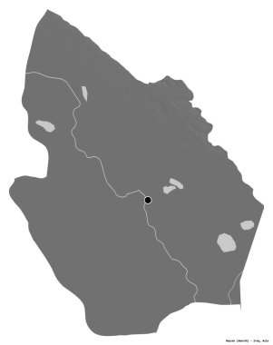 Maysan 'ın şekli, Irak eyaleti, başkenti beyaz arka planda izole edilmiş. Çift seviyeli yükseklik haritası. 3B görüntüleme