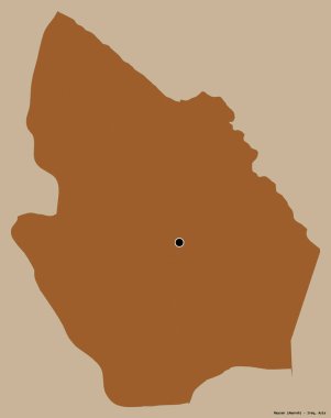 Maysan 'ın şekli, Irak eyaleti, başkenti katı renk arkaplanı ile izole edilmiş. Desenli dokuların bileşimi. 3B görüntüleme