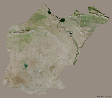 Ninawa 'nın şekli, Irak eyaleti, başkenti katı bir renk arkaplanı ile izole edilmiş. Uydu görüntüleri. 3B görüntüleme