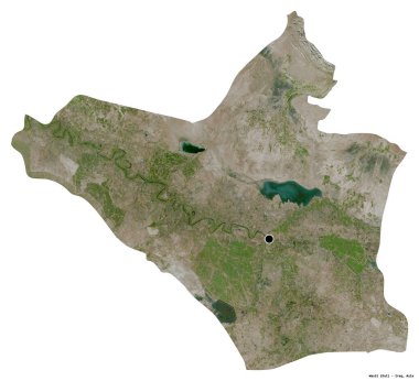 Wasit, Irak eyaleti, başkenti beyaz arka planda izole edilmiş. Uydu görüntüleri. 3B görüntüleme