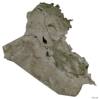 Irak 'ın beyaz arka planda izole edilmiş başkenti. Uydu görüntüleri. 3B görüntüleme