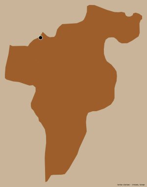 Carlow 'un şekli, İrlanda' nın başkenti, koyu renk arka planda izole edilmiş. Desenli dokuların bileşimi. 3B görüntüleme