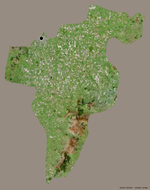 Carlow 'un şekli, İrlanda' nın başkenti, koyu renk arka planda izole edilmiş. Uydu görüntüleri. 3B görüntüleme