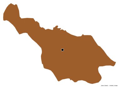 Beyaz arka planda başkenti izole edilmiş, İrlanda 'nın Cavan ilçesi. Desenli dokuların bileşimi. 3B görüntüleme