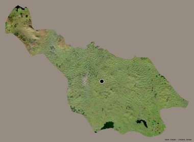 İrlanda 'nın Cavan ilçesi. Başkenti koyu renk arka planda izole edilmiş. Uydu görüntüleri. 3B görüntüleme