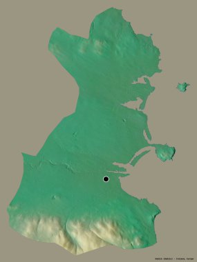 Dublin 'in şekli, İrlanda eyaleti, başkenti katı renk arkaplanı ile izole edilmiş. Topografik yardım haritası. 3B görüntüleme