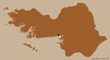 İrlanda 'nın Galway ilçesi, başkenti katı renk arkaplanı ile izole edilmiştir. Desenli dokuların bileşimi. 3B görüntüleme
