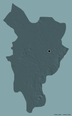 İrlanda 'nın Kildare ilçesi, başkenti koyu renk arka planda izole edilmiş. Renkli yükseklik haritası. 3B görüntüleme