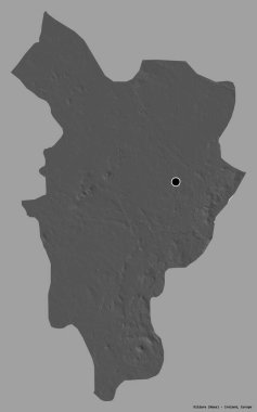 İrlanda 'nın Kildare ilçesi, başkenti koyu renk arka planda izole edilmiş. Çift seviyeli yükseklik haritası. 3B görüntüleme