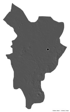 İrlanda 'nın Kildare ilçesi, başkenti beyaz arka planda izole edilmiş. Çift seviyeli yükseklik haritası. 3B görüntüleme