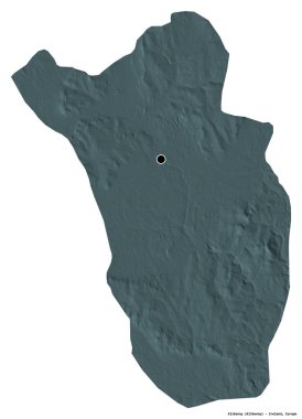 İrlanda 'nın Kilkenny ilçesi, başkenti beyaz arka planda izole edilmiş. Renkli yükseklik haritası. 3B görüntüleme