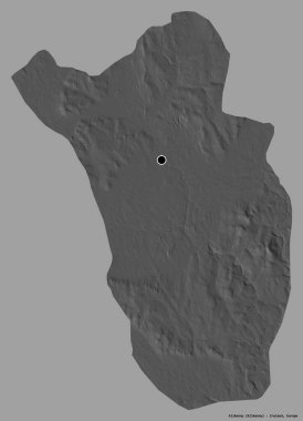 İrlanda 'nın Kilkenny ilçesi, başkenti koyu renk arka planda izole edilmiş. Çift seviyeli yükseklik haritası. 3B görüntüleme