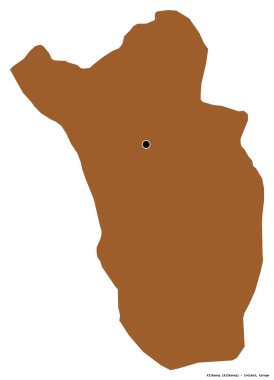 İrlanda 'nın Kilkenny ilçesi, başkenti beyaz arka planda izole edilmiş. Desenli dokuların bileşimi. 3B görüntüleme