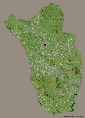 İrlanda 'nın Kilkenny ilçesi, başkenti koyu renk arka planda izole edilmiş. Uydu görüntüleri. 3B görüntüleme