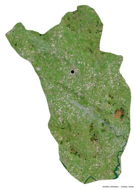 İrlanda 'nın Kilkenny ilçesi, başkenti beyaz arka planda izole edilmiş. Uydu görüntüleri. 3B görüntüleme