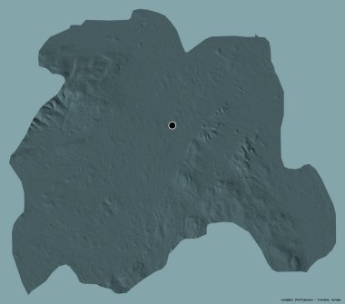 İrlanda 'nın Laoighis ilçesinin başkenti, koyu renk arka planda izole edilmiştir. Renkli yükseklik haritası. 3B görüntüleme