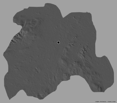İrlanda 'nın Laoighis ilçesinin başkenti, koyu renk arka planda izole edilmiştir. Çift seviyeli yükseklik haritası. 3B görüntüleme
