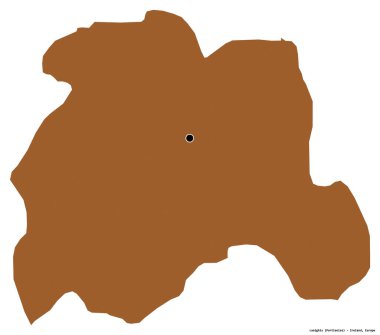 İrlanda 'nın Laoighis ilçesi, başkenti beyaz arka planda izole edilmiştir. Desenli dokuların bileşimi. 3B görüntüleme